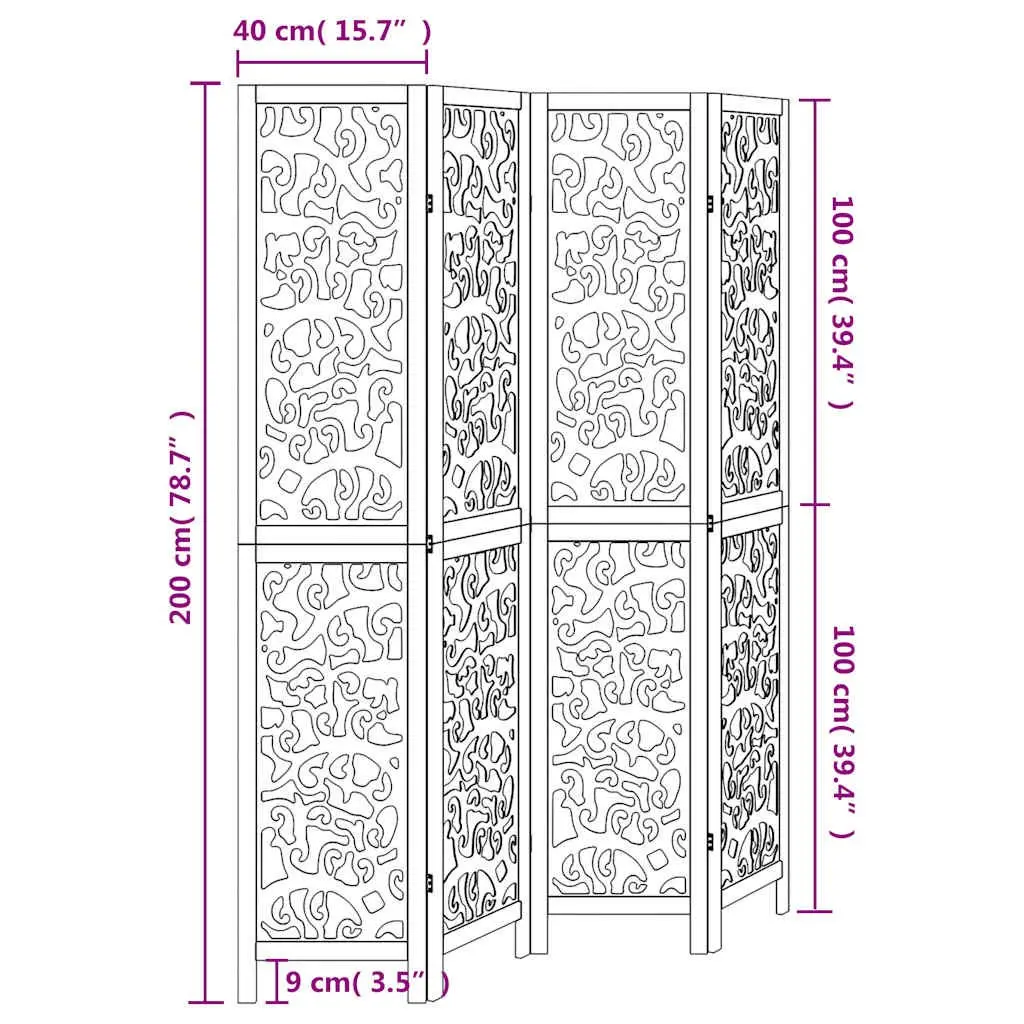 Room Divider 4 Panels White Folding Privacy Screen Partition Indoor Decorative