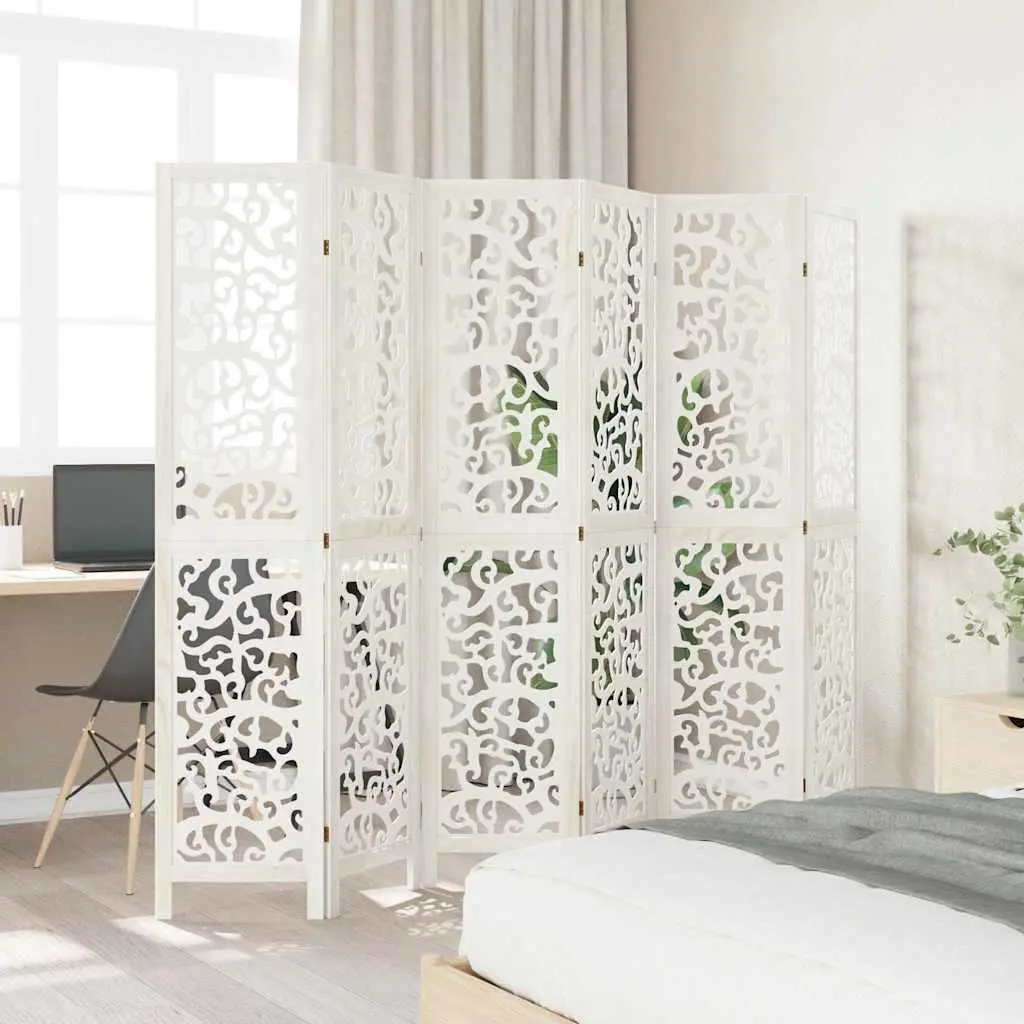 Room Divider 6 Panels White Folding Privacy Screen Partition Decorative Indoor