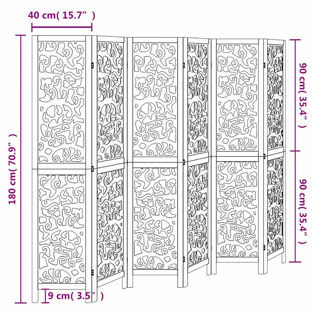 Room Divider 6 Panels White Folding Privacy Screen Partition Decorative Indoor