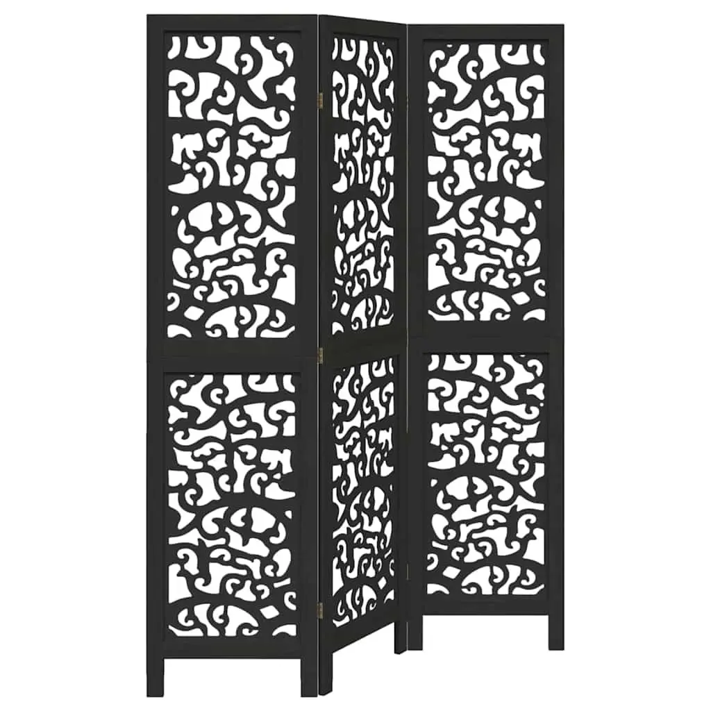 Room Divider 3 Panel Folding Screen Privacy Partition Indoor Decor Black Wood