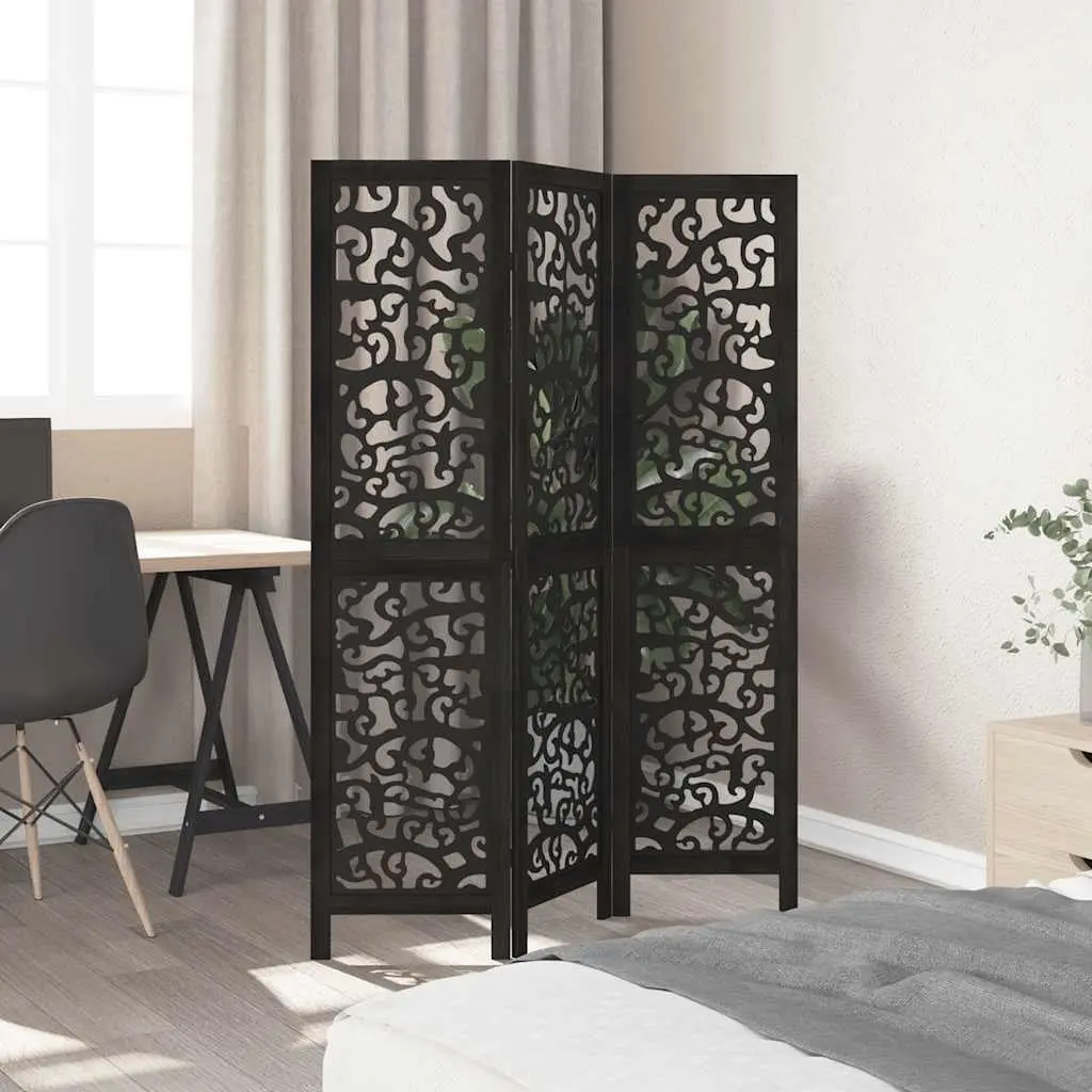 Room Divider 3 Panel Folding Screen Privacy Partition Indoor Decor Black Wood