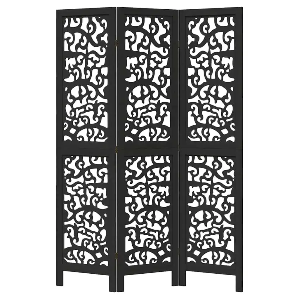 Room Divider 3 Panel Folding Screen Privacy Partition Indoor Decor Black Wood