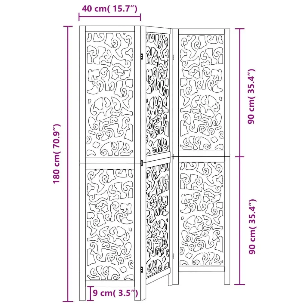 Room Divider Indoor 3 Panel Black Folding Privacy Screen Partition