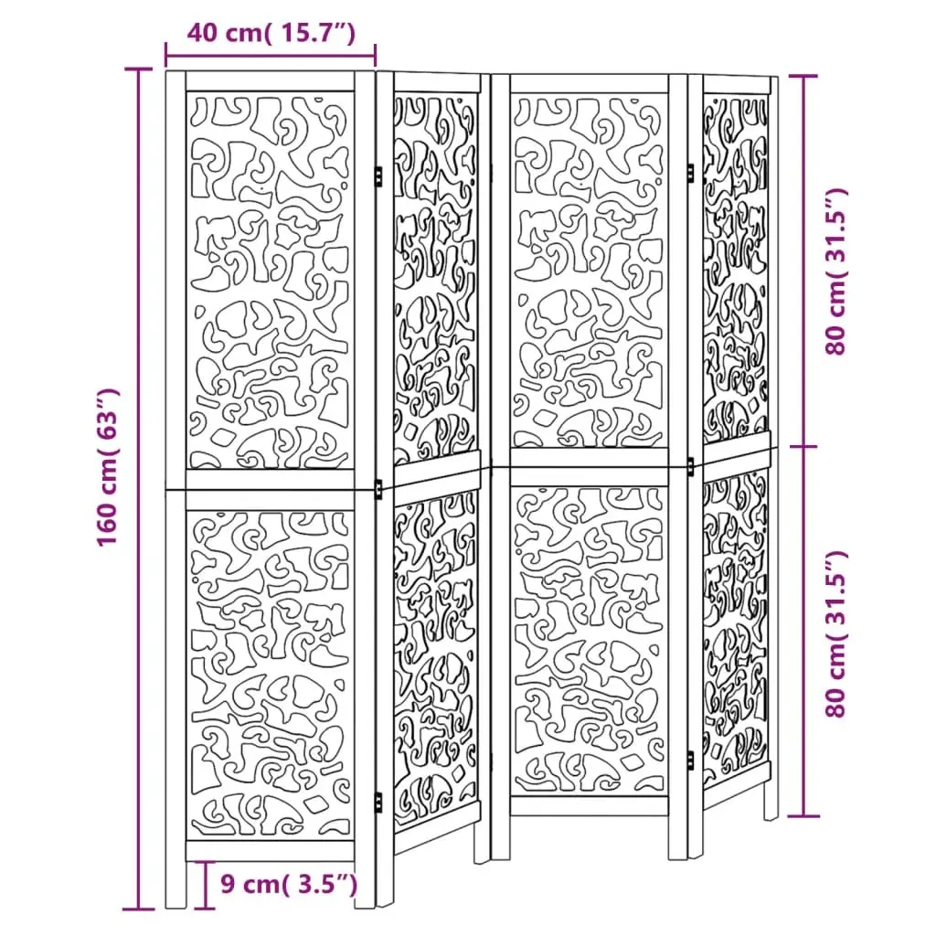 Room Divider Indoor 4 Panels Black Folding Privacy Screen Partition