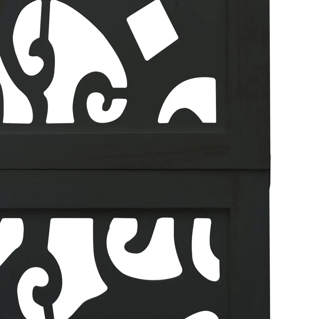 4 Panel Room Divider Black Solid Wood Paulownia Folding Privacy Screen Partition