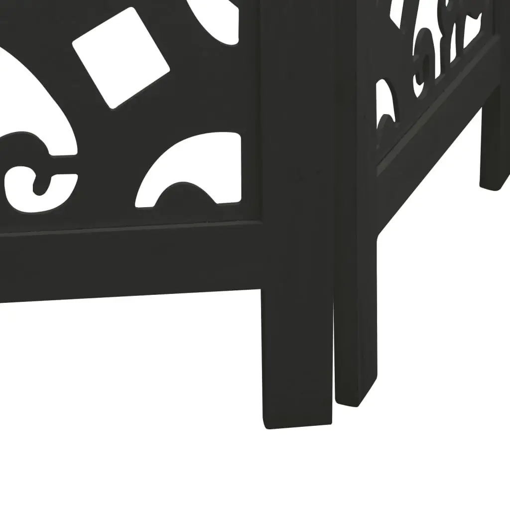 4 Panel Room Divider Black Solid Wood Paulownia Folding Privacy Screen Partition