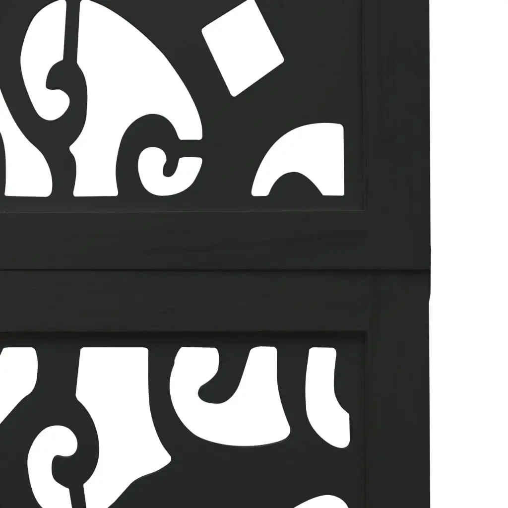 Room Divider Indoor 4 Panels Black Solid Wood Paulownia Folding Privacy Screen