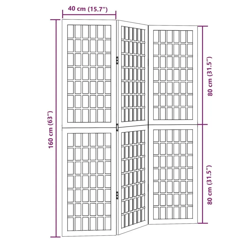 3-Panel Folding Black Room Divider