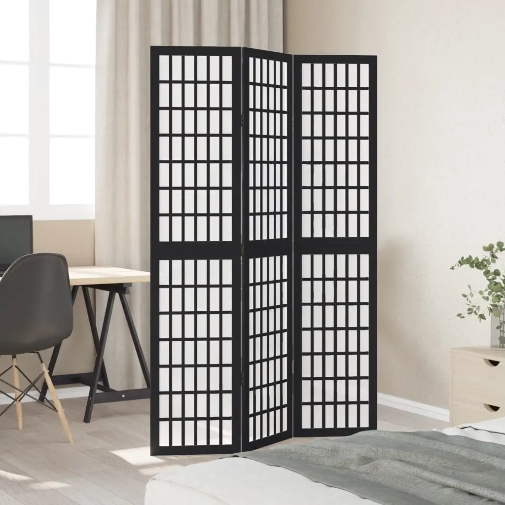 Black 3-Panel Folding Room Divider