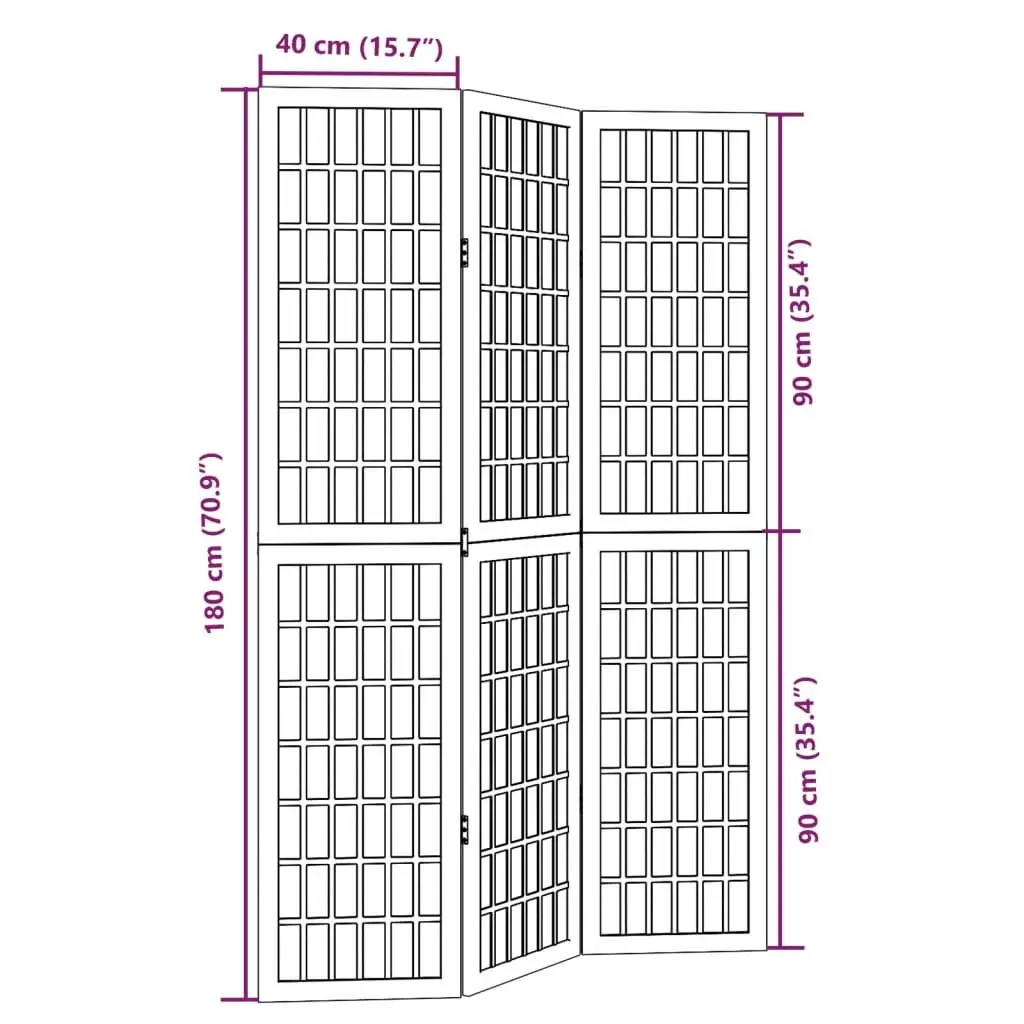 Black 3-Panel Folding Room Divider