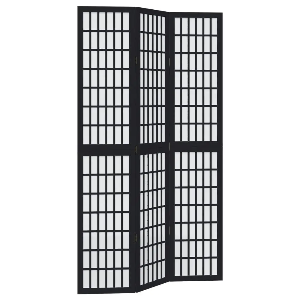 Room Divider 3 Panels Black Folding Privacy Screen Indoor Partition Hinged