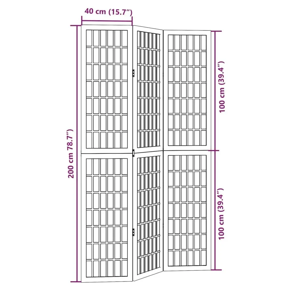Room Divider 3 Panels Black Folding Privacy Screen Indoor Partition Hinged