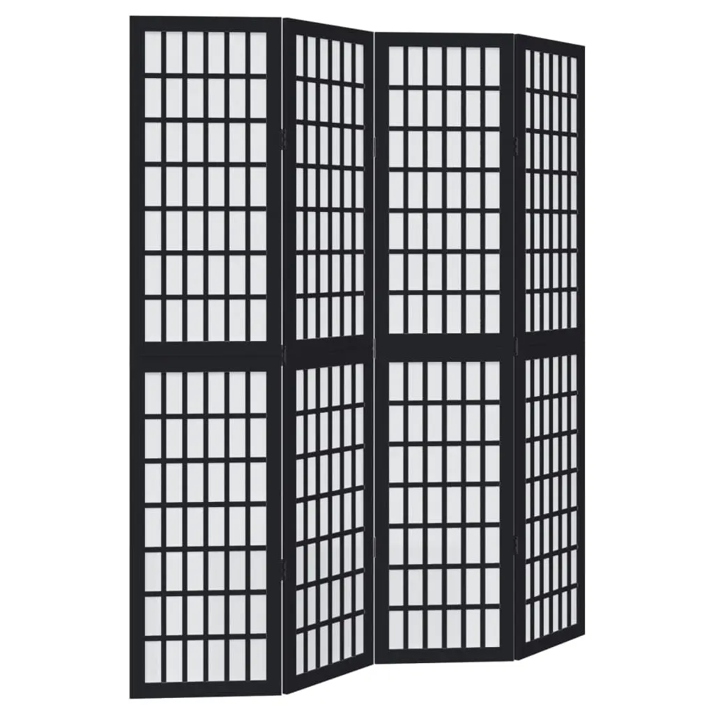 Room Divider 4 Panels Black Folding Privacy Screen Partition Indoor Decorative