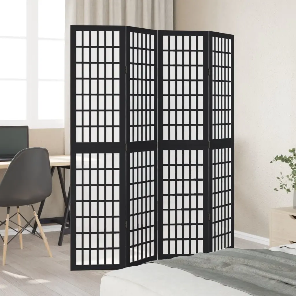 Room Divider 4 Panels Black Folding Privacy Screen Partition Indoor Decorative