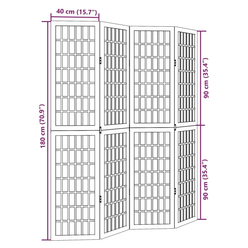 Room Divider 4 Panels Black Folding Privacy Screen Partition Indoor Decorative