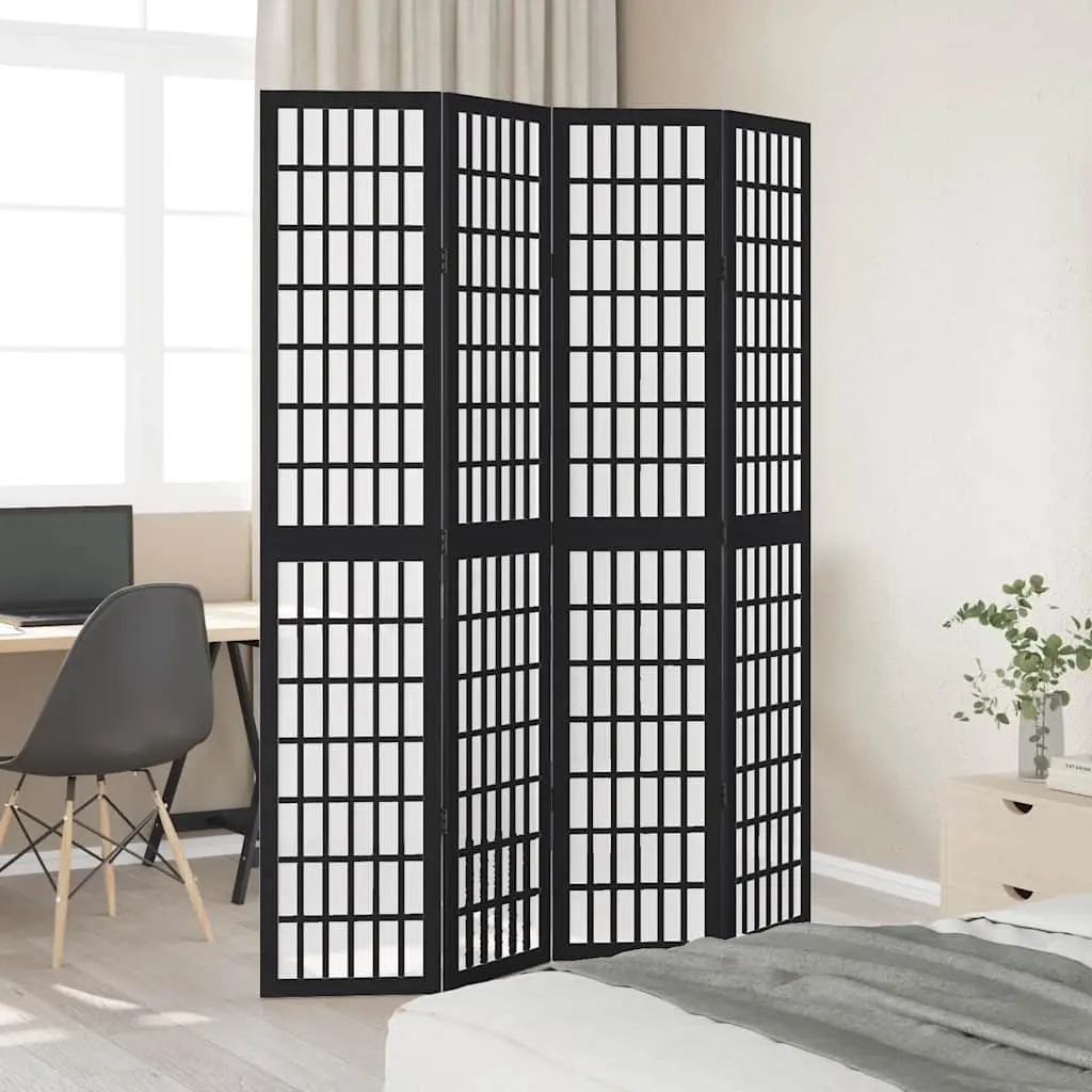 Room Divider 4 Panels Black Folding Privacy Screen Indoor Partition Decor