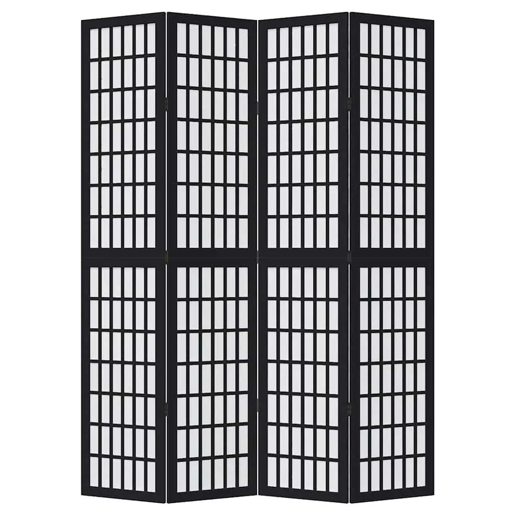 Room Divider 4 Panels Black Folding Privacy Screen Indoor Partition Decor