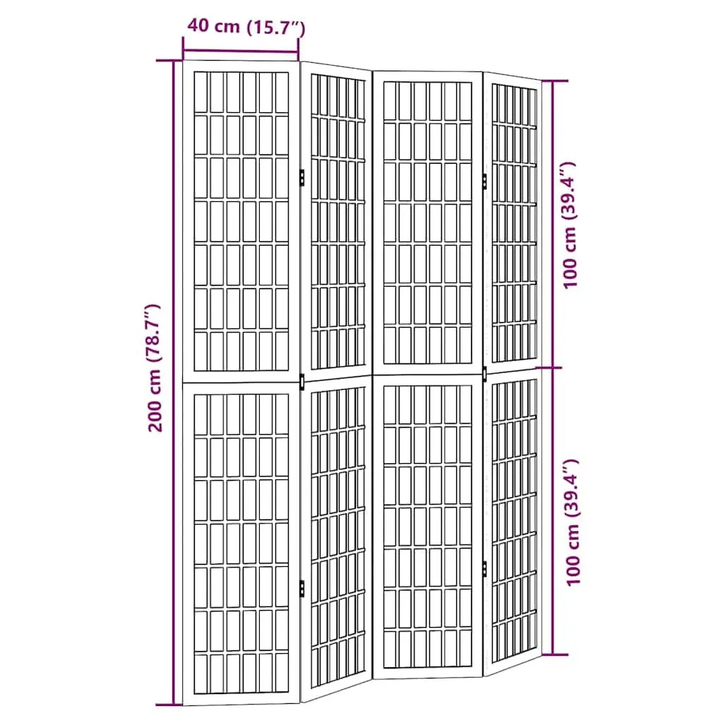 Room Divider 4 Panels Black Folding Privacy Screen Indoor Partition Decor