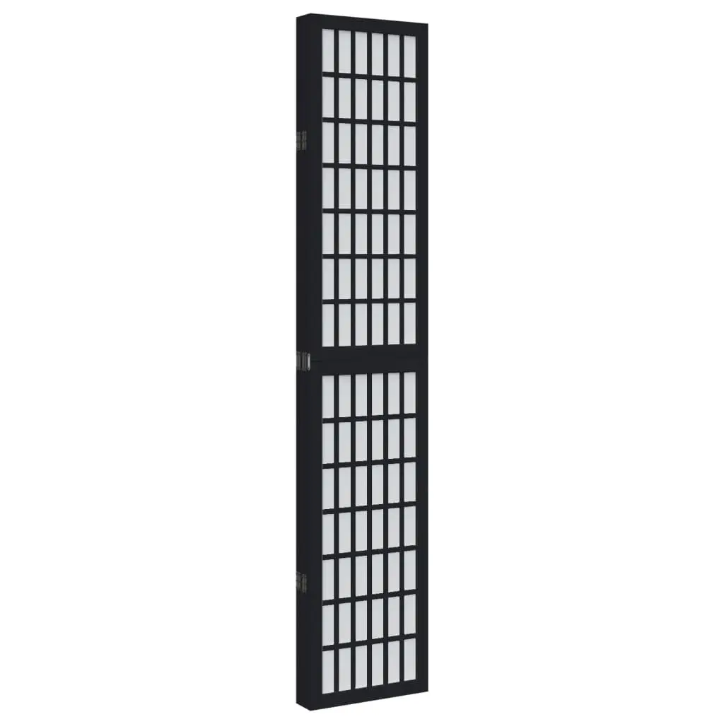 Room Divider Indoor 5 Panel Black Paulownia Wood Folding Screen Privacy Partition
