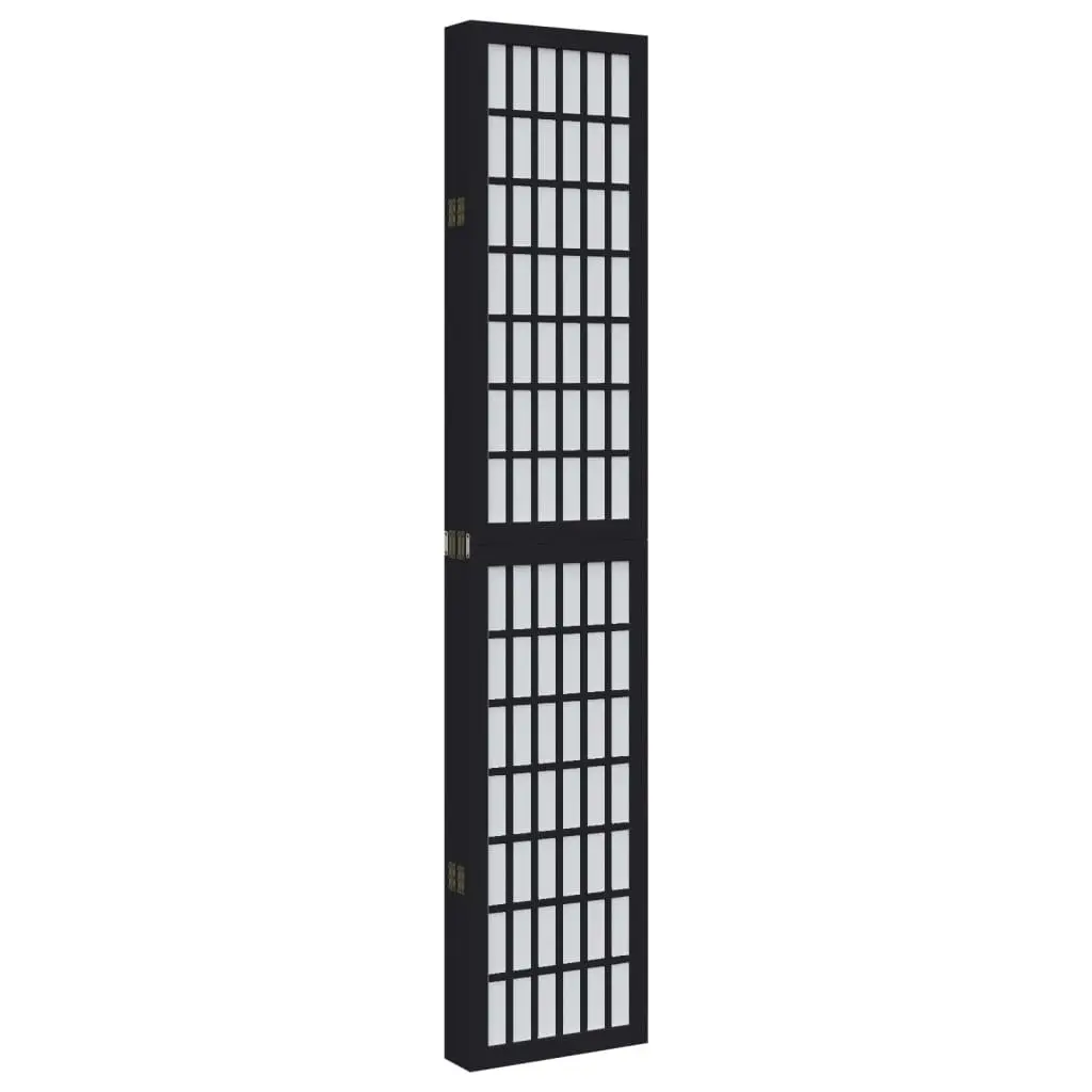 Room Divider Indoor 6 Panels Black Folding Privacy Screen Partition Wood Frame