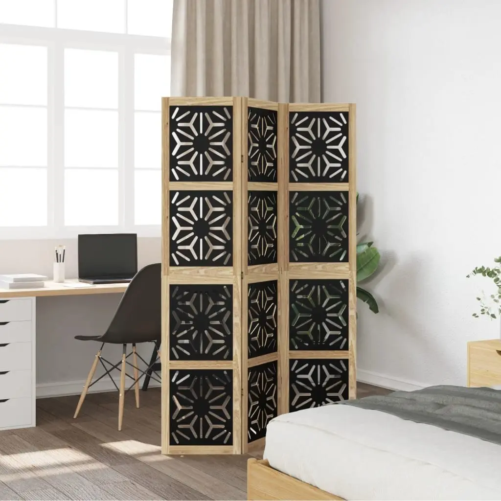 3-Panel Folding Privacy Screen with Geometric Pattern
