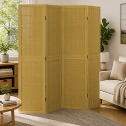 4-Panel Folding Privacy Screen with Sturdy Wood Frame