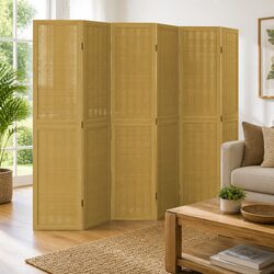 6-Panel Room Divider: Brown Folding Privacy Screen Specs