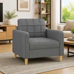 Specifications of the Grey Fabric Armchair