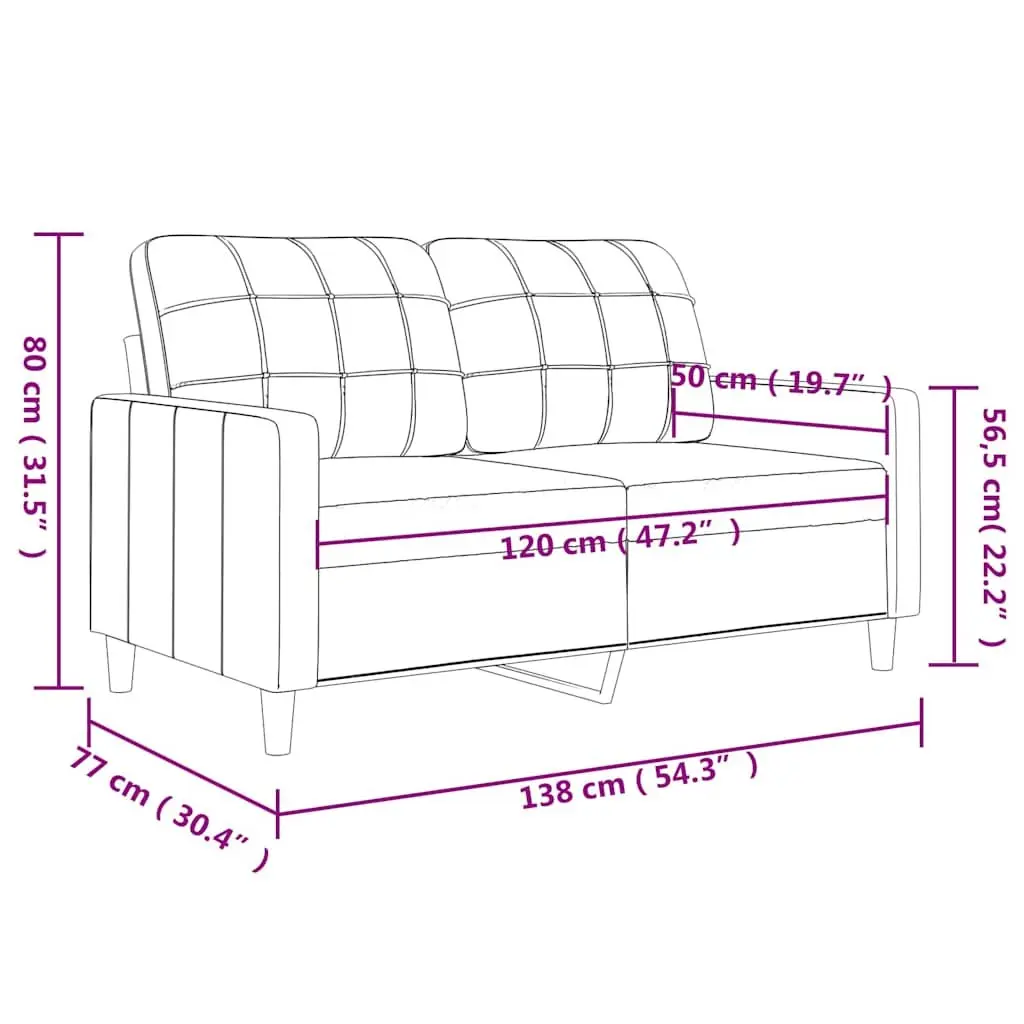 2-Seater Sofa Living Room 120cm Grey Fabric