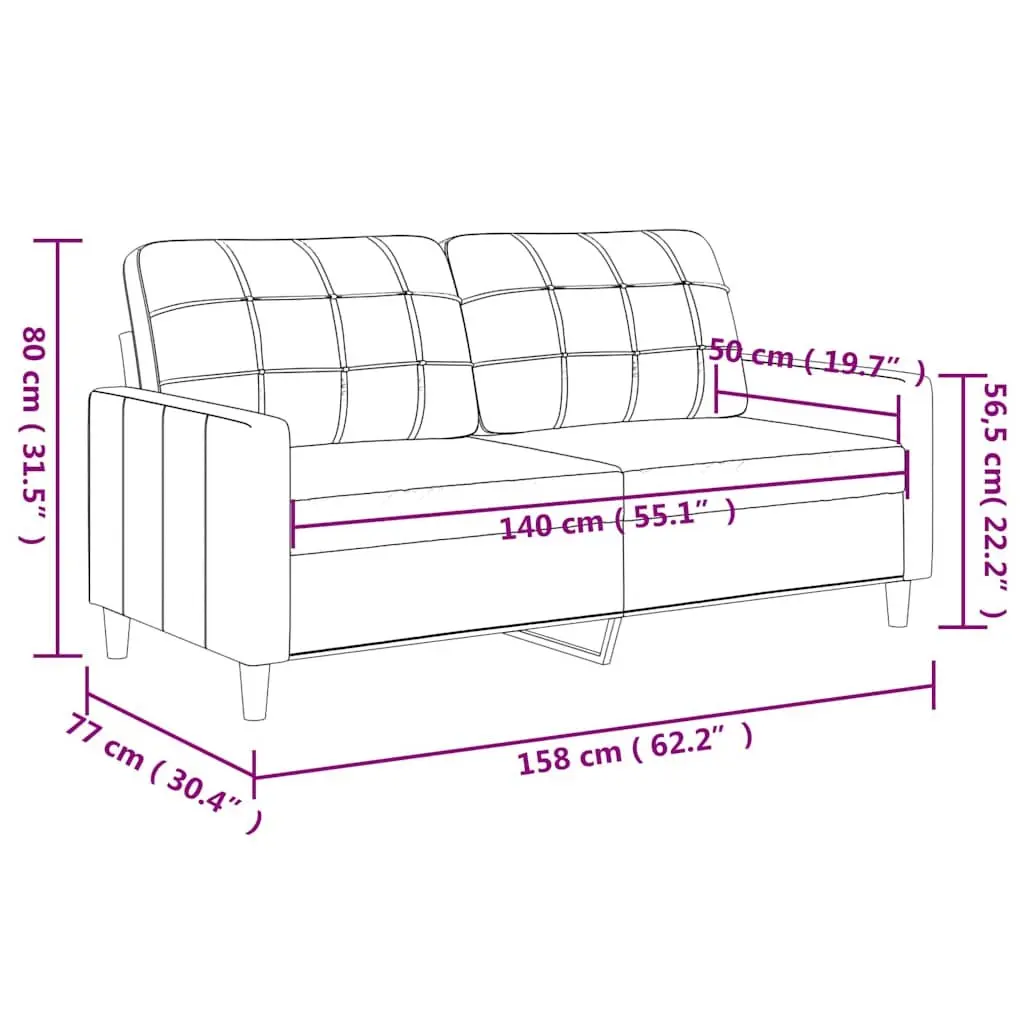 2-Seater Sofa Light Grey 140cm Lounge Couch Living Room Furniture Modern Design