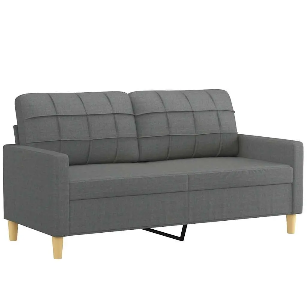2-Seater Sofa Grey Fabric Living Room 140cm Wide