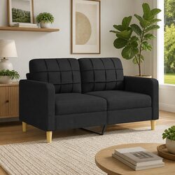 2-Seater Sofa Specifications: 140cm Black Fabric Settee