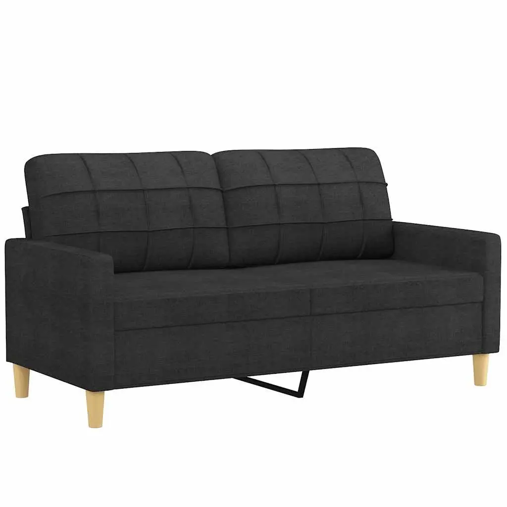 2-Seater Sofa Black 140cm Lounge Couch Living Room Furniture Fabric Settee