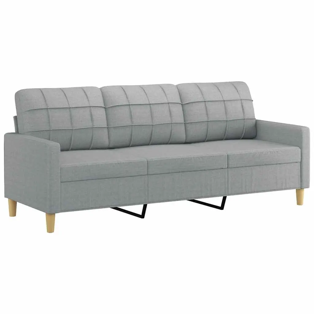 3-Seater Grey Fabric Sofa 180cm