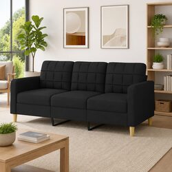 Specifications of 3-Seater Black Sofa with Metal Frame