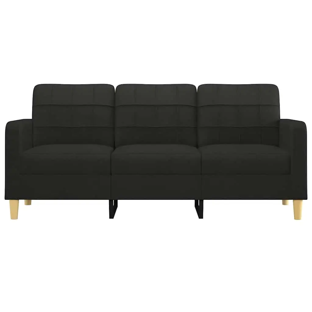 3-Seater Black Sofa with Metal Frame
