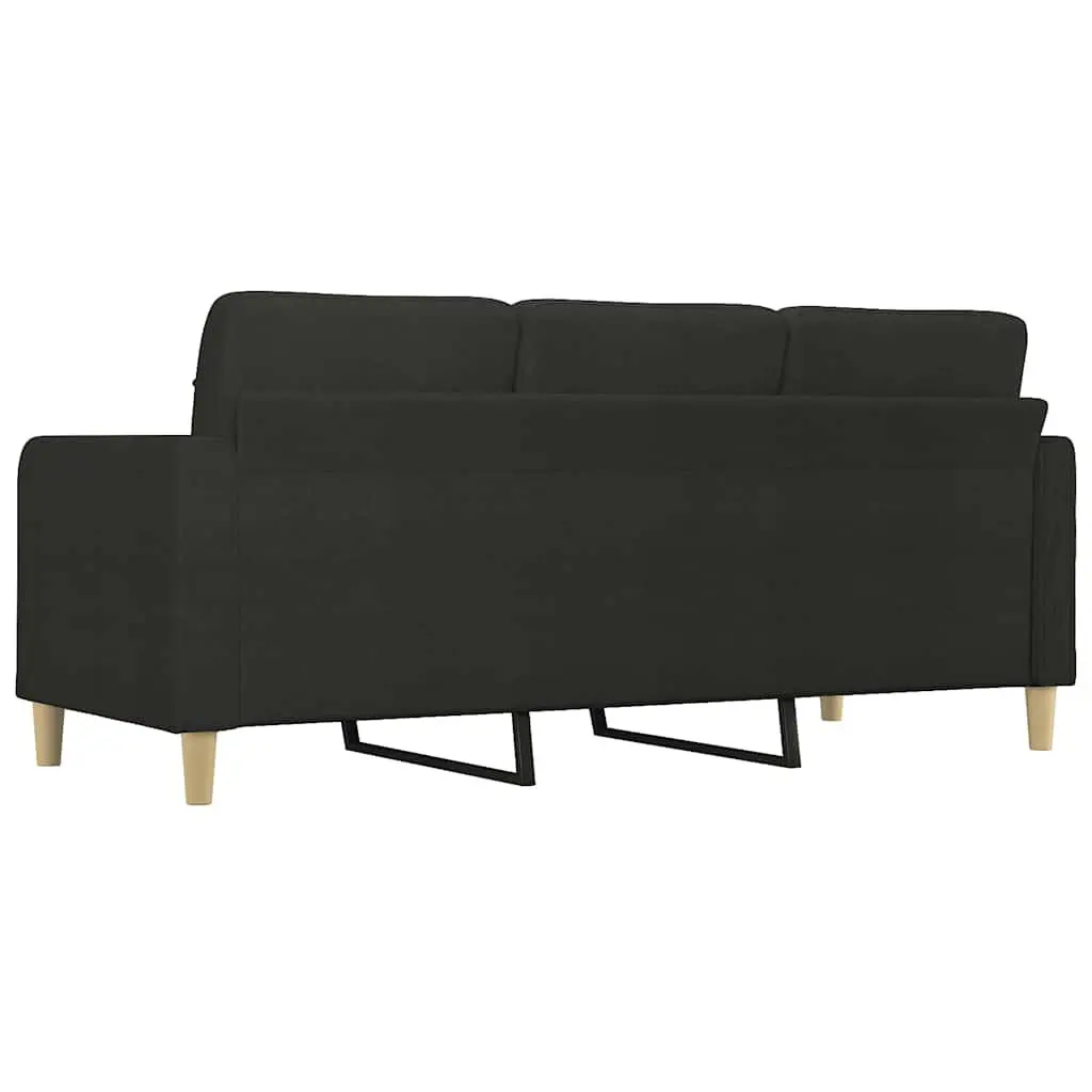 3-Seater Black Sofa with Metal Frame