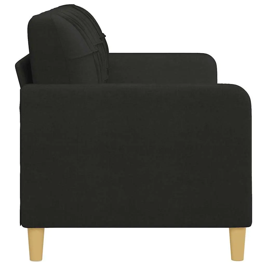 3-Seater Black Sofa with Metal Frame