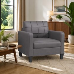 Compact Grey Sofa Chair: 60cm Faux Leather Armchair