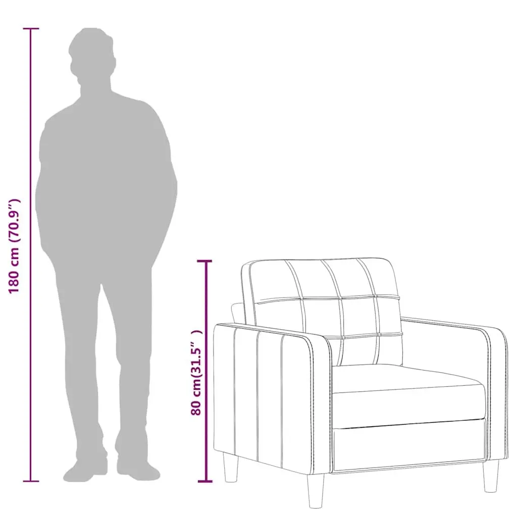 Grey Sofa Chair 60cm Compact Armchair Lounge Seat Modern Living Room Furniture