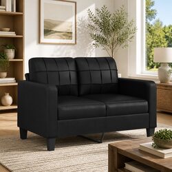 Specifications of the 2-Seater Sofa: 120cm Black Faux Leather