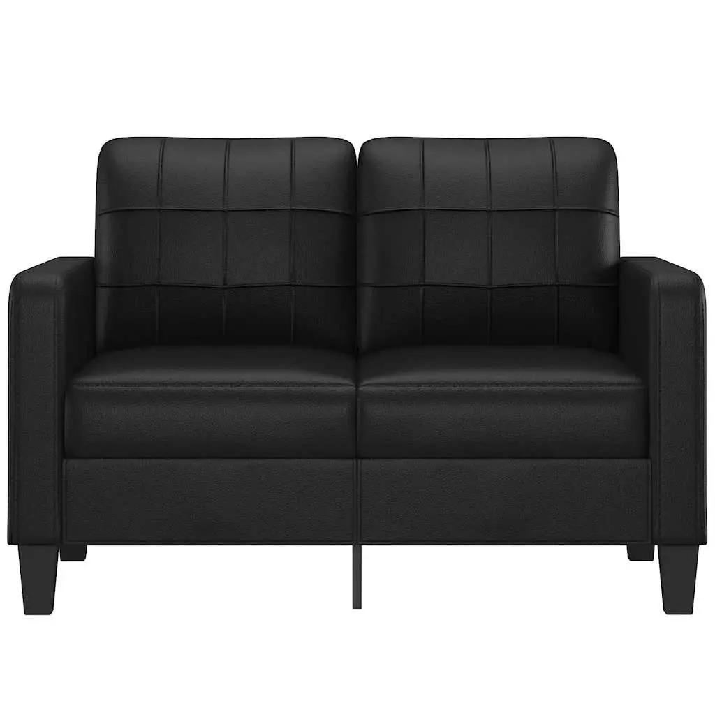 2-Seater Sofa Black Faux Leather 120cm Living Room Furniture