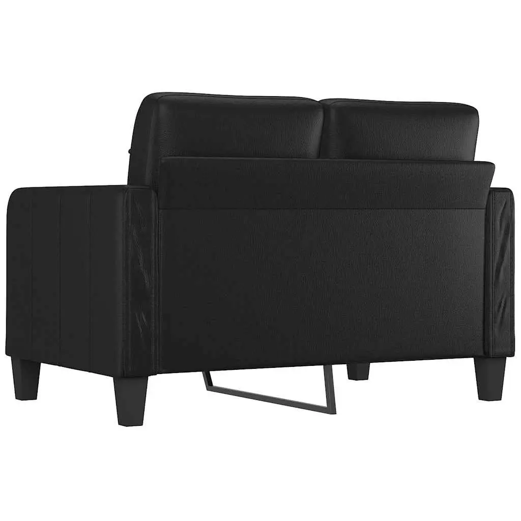 2-Seater Sofa Black Faux Leather 120cm Living Room Furniture