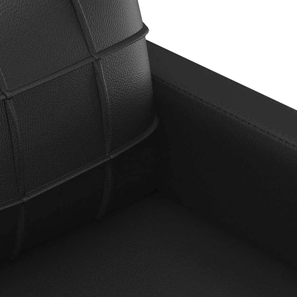 2-Seater Sofa Black Faux Leather 120cm Living Room Furniture