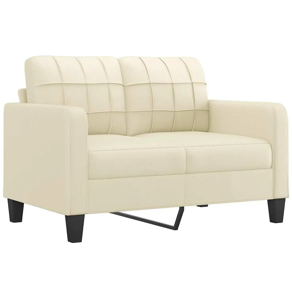 2-Seater Sofa Living Room Cream Faux Leather 120cm