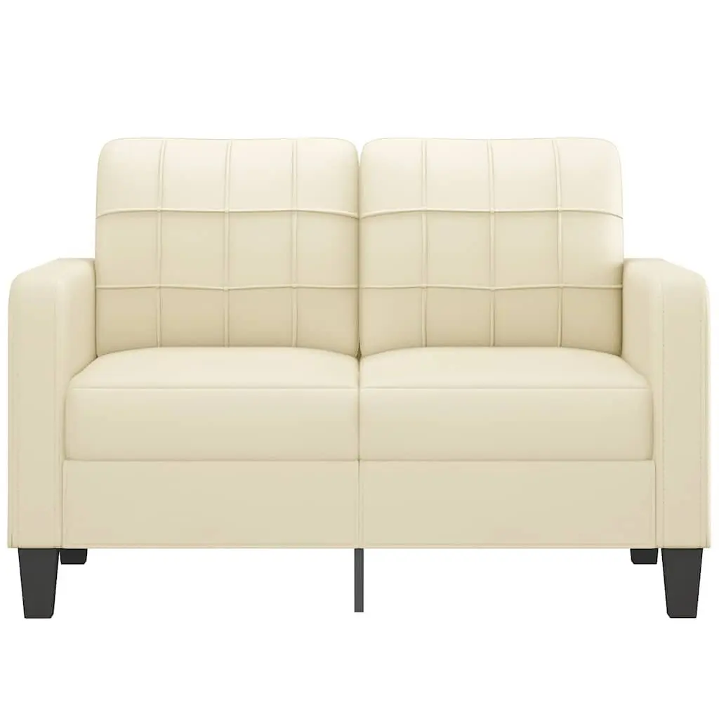 2-Seater Sofa Living Room Cream Faux Leather 120cm