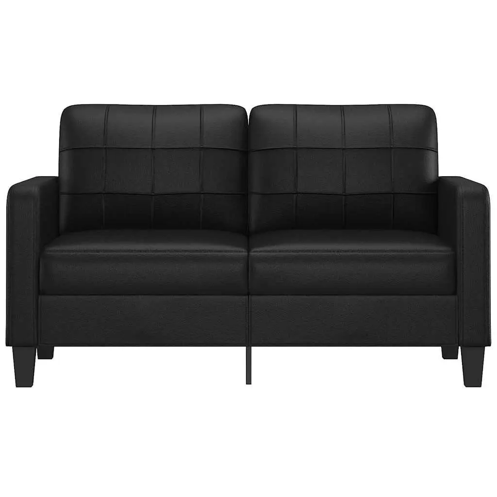 2-Seater Sofa Black 140cm Modern Lounge Couch Faux Leather Living Room