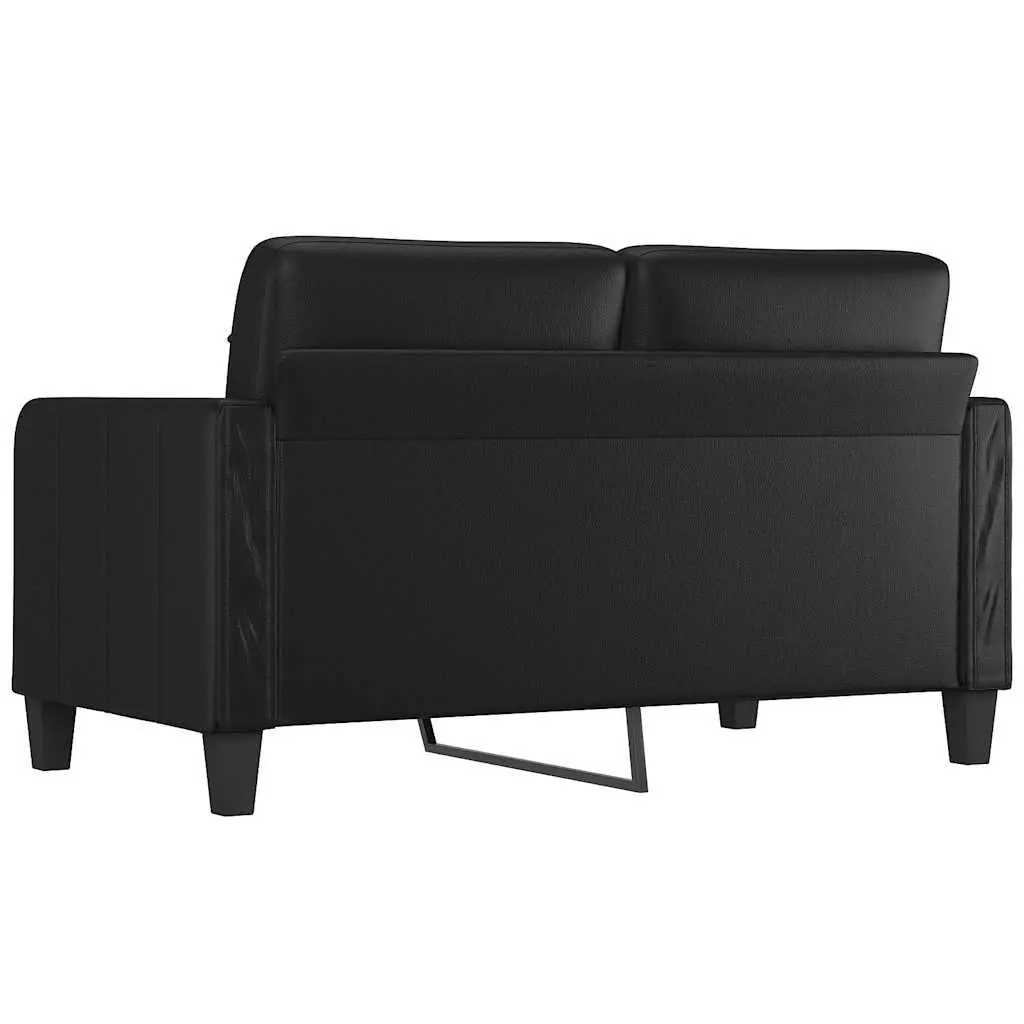 2-Seater Sofa Black 140cm Modern Lounge Couch Faux Leather Living Room