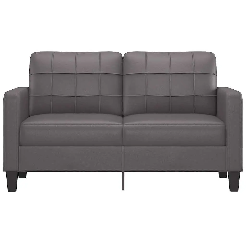 2-Seater Sofa Grey 140cm Lounge Couch Modern Living Room Faux Leather