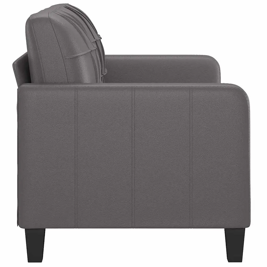 2-Seater Sofa Grey 140cm Lounge Couch Modern Living Room Faux Leather
